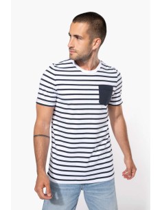 K-KA378-STRIPED SHORT SLEEVE SAILOR T-SHIRT WITH POCKET