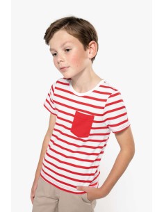 K-KA379-KIDS' STRIPED SHORT SLEEVE SAILOR T-SHIRT WITH POCKET