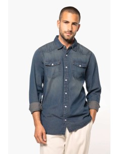 K-KA519-MEN'S LONG-SLEEVED DENIM SHIRT