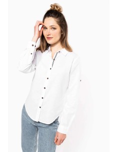 K-KA589-LADIES' LONG SLEEVE LINEN AND COTTON SHIRT