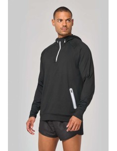 P-PA360-ZIP NECK HOODED SPORTS SWEATSHIRT
