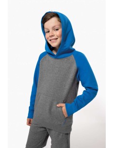 P-PA370-KIDS' TWO-TONE HOODED SWEATSHIRT