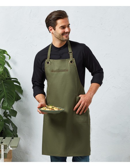 P-PR121-'Barley' Contrast Stitch Sustainable Bib Apron