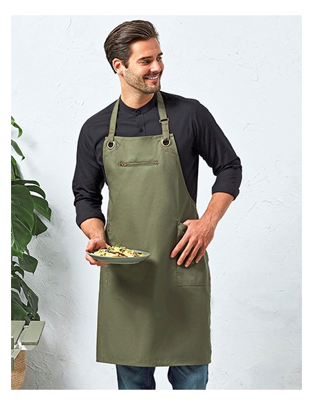 P-PR121-'Barley' Contrast Stitch Sustainable Bib Apron