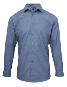 P-PR217-MEN'S CROSS-DYE ROLL SLEEVE POPLIN BAR SHIRT