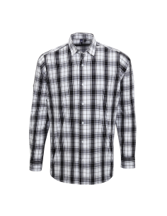 P-PR254-Chemise Homme manches longues à carreaux en coton Ginmill