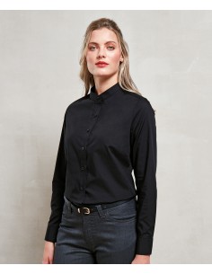 P-PR358-Chemisier à col grand-père pour femmes