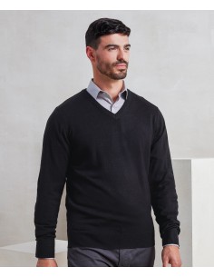P-PR400-Pull "Essential" à col en V en acrylique pour homme
