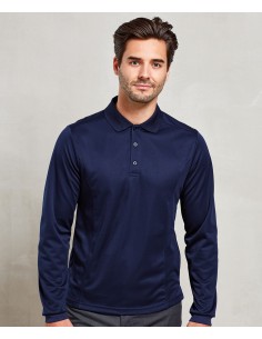 P-PR617-Polo piqué Coolchecker à manches longues pour hommes