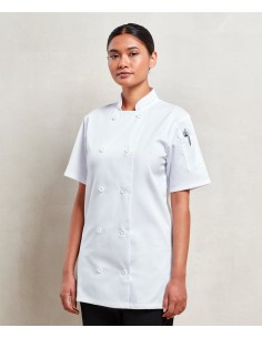 P-PR670-Veste de cuisinier à manches courtes Femme