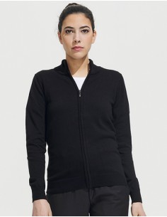 S-00550-Womens Zipped Knitted Cardigan Gordon