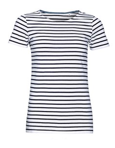 S-01399-Womens Round Neck Striped T-Shirt Miles