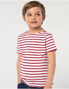 S-01400-Kids Round Neck Striped T-Shirt Miles