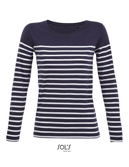 S-03100-Womens Long Sleeve Striped T-Shirt Matelot
