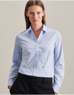 S-080619-Womens Blouse Slim Fit Check/Stripes Long Sleeve
