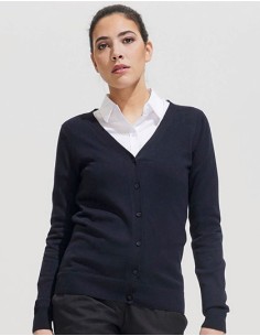 S-90012-Womens Golden V-Neck Knitted Cardigan
