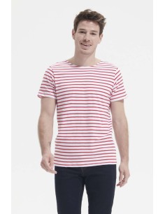 S-SO01398-SOL'S MILES MEN - ROUND NECK STRIPED T-SHIRT