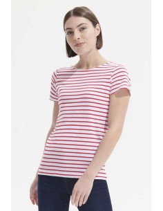 S-SO01399-SOL'S MILES WOMEN - ROUND NECK STRIPED T-SHIRT