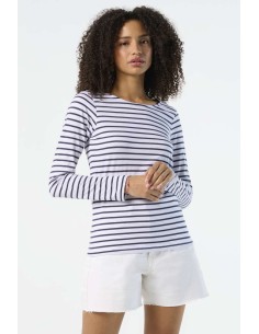 S-SO01403-SOL'S MARINE WOMEN - LONG SLEEVE STRIPED T-SHIRT