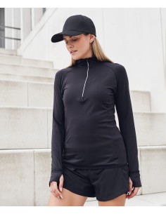 T-TL563-Haut manches longues zip ¼ femme