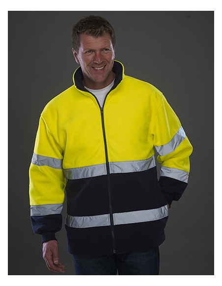 Y-HVK10B-Hi-Vis 2 Bands 2-Tone Fleece Jacket