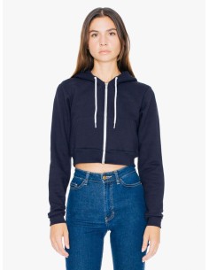 A-AAF397-WOMEN'S FLEX FLEECE CROPPED ZIP HOODED SWEATSHIRT