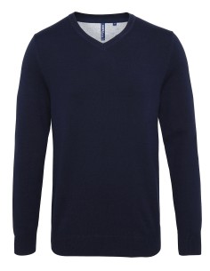 A-AQ042-Pull col V homme en coton mélangé