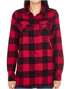 B-5210-Ladies Woven Plaid Flannel Shirt