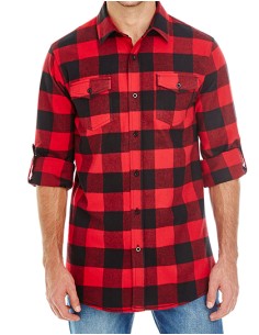 B-8210-Woven Plaid Flannel Shirt