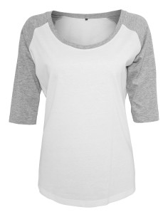 B-BY022-Ladies 3/4 Contrast Raglan Tee