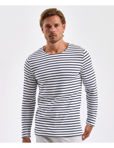 A-AQ070-T-shirt marinière « coastal » homme à manches longues