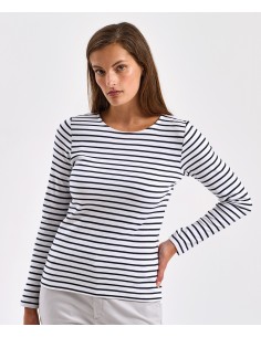 A-AQ071-T-shirt marinière « coastal » femme à manches longues