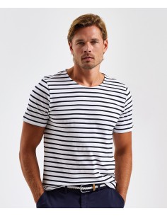 A-AQ072-T-shirt marinière « coastal » homme à manches courtes