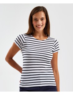 A-AQ073-T-shirt marinière « coastal » femme à manches courtes