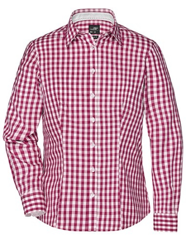 J-JN616-Ladies Checked Blouse