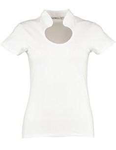 K-KK755-Women`s Regular Fit Keyhole Neck Top