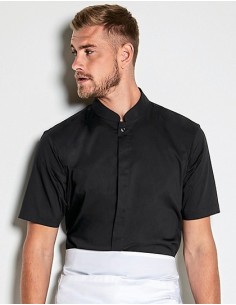 B-KK122-Mens Tailored Fit Mandarin Collar Shirt Short Sleeve