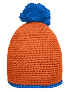 M-MB7964-Pompon Hat With Contrast Stripe