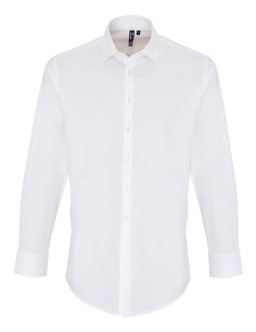 P-PR244-Mens Stretch Fit Poplin Long Sleeve Cotton Shirt