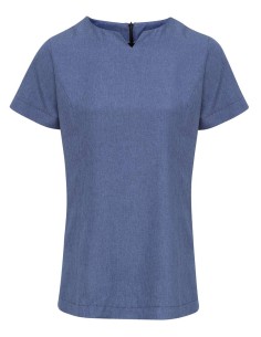 P-PR688-‘VIOLA' LINEN-LOOK CUT NECK BEAUTY TUNIC
