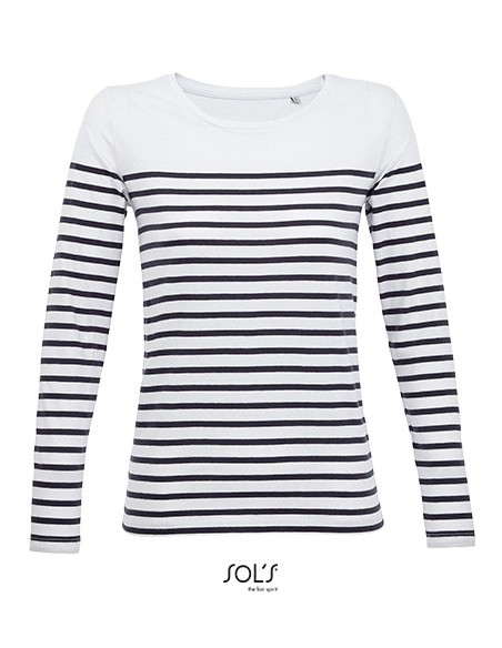 S-03100-Womens Long Sleeve Striped T-Shirt Matelot