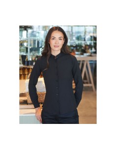 H-H593-Ladies Mandarin Shirt Roll Tab Sleeve